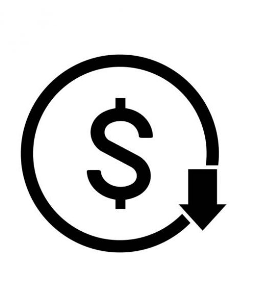 Cost reduction icon. Vector symbol image